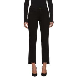 FRAME Le High Straight High Waist Staggered Hem Jeans In Film Noir